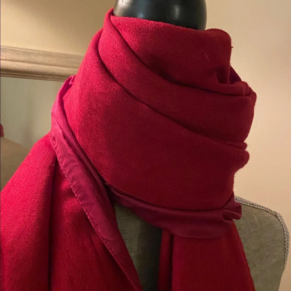 Red large beaded wrap scarf 🧣 shawl pashmina silk
